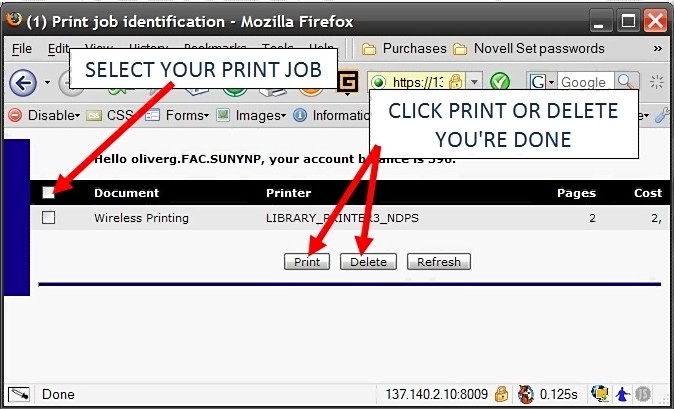 Picture of the release print jobs web site