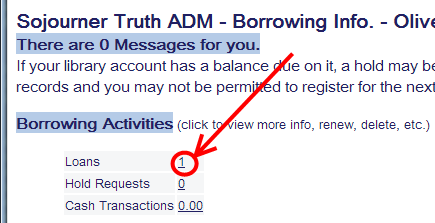 The number that links to your list of loans