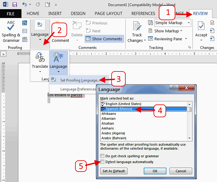 microsoft word spell check in french