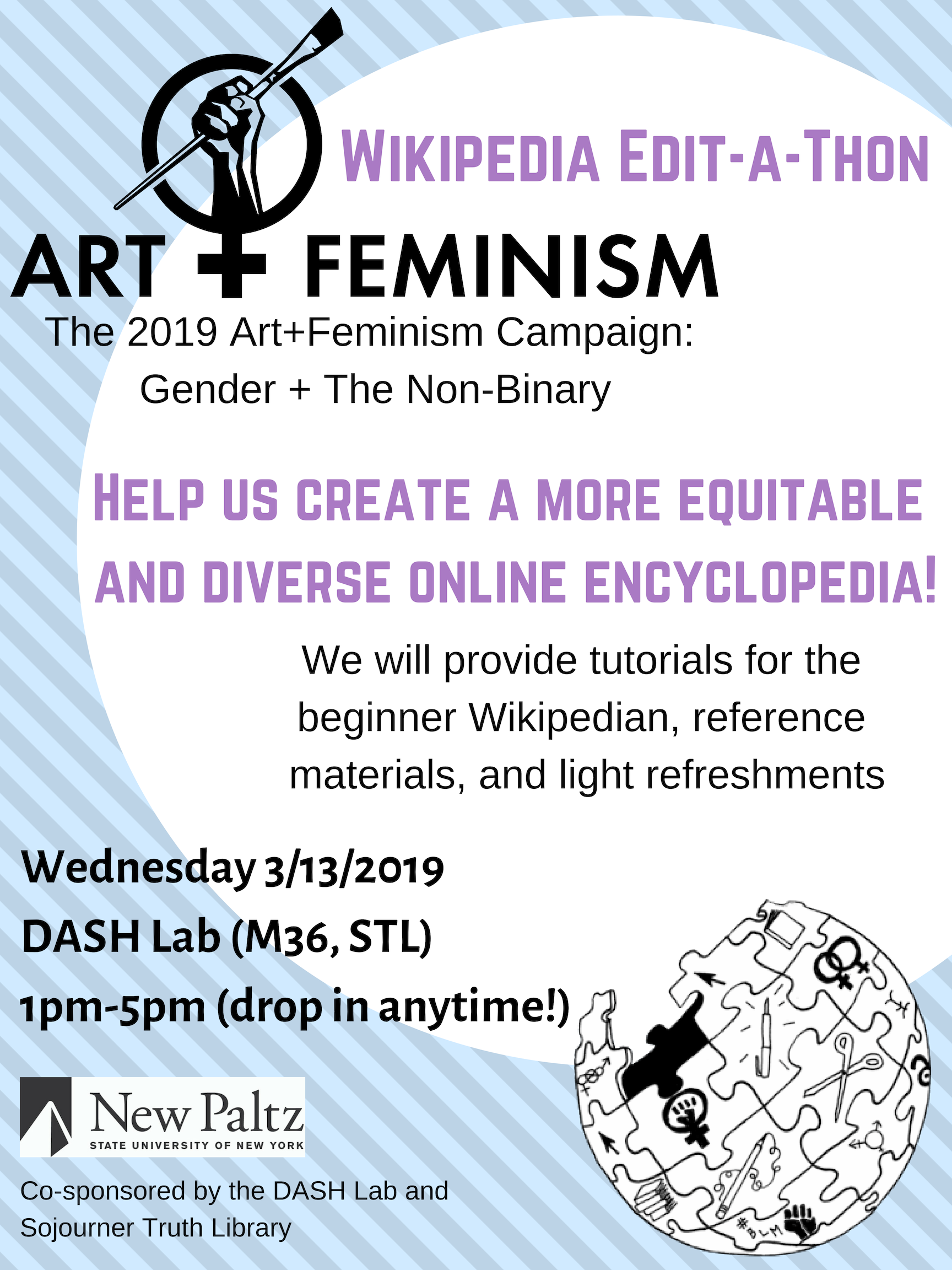 Art + Feminism Wikipedia Edit-a-Thon – SUNY New Paltz Library